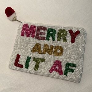 Shirdee Merry And Lit AF zippered beaded pouch
